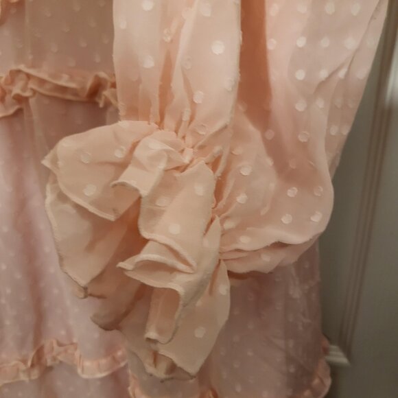 Unbranded Baby Doll Chiffon Swiss Dot Ruffle Open Back Dress XL Pink NEW - Picture 7 of 10